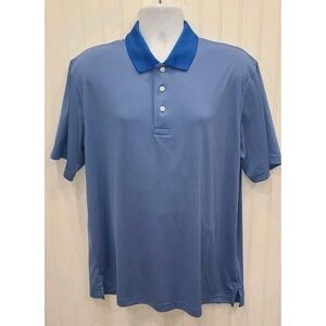 Brooks Brothers Mens XL Short Sleeve Blue Pique Performance Bull Logo Golf Polo